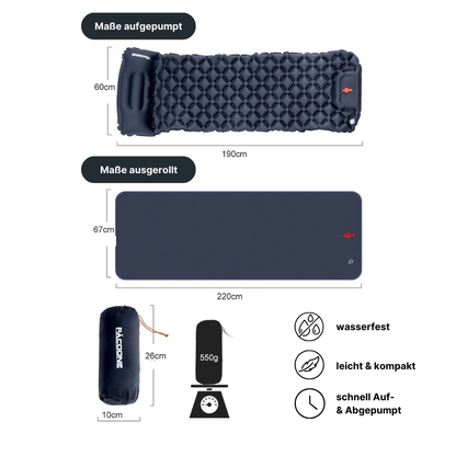 Ultraleichte Outdoor-Schlafmatte mit integrierter Luftpumpe - Komfortabel schlafen, überall und jederzeit