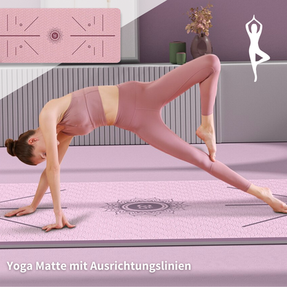 XXL Yoga Matte mit Ausrichtungslinien – Perfekte Körperausrichtung für Yoga, Pilates & mehr
